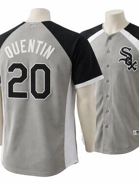 Majestic Sewn Carlos Quentin Chicago White Sox #20 White Black Gray Large EUC